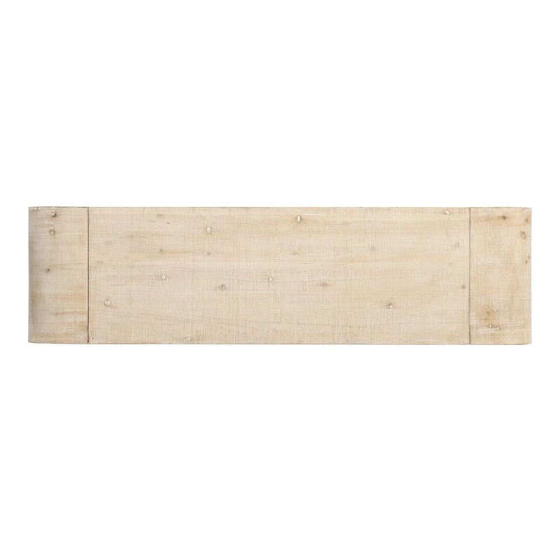 Console Table Natural Wood Finish Retro Silhouette With Two Drawers