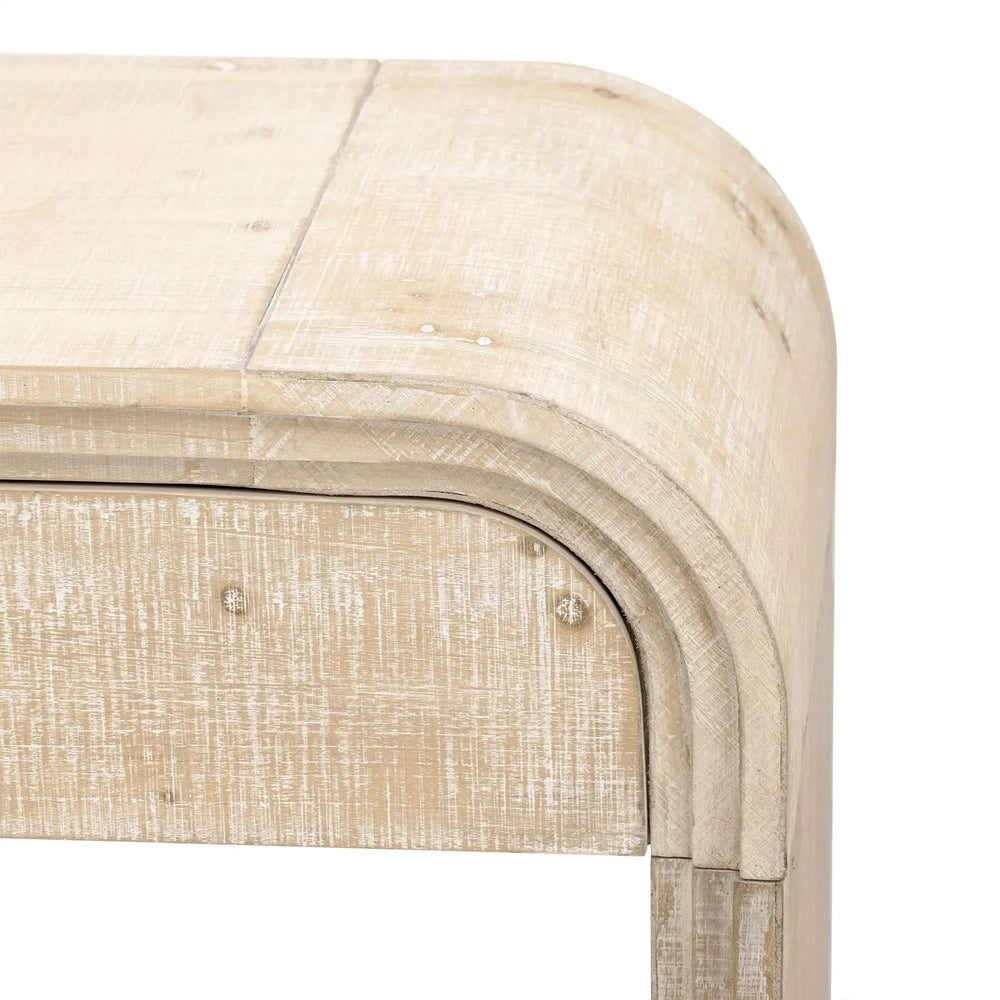 Console Table Natural Wood Finish Retro Silhouette With Two Drawers Media 16