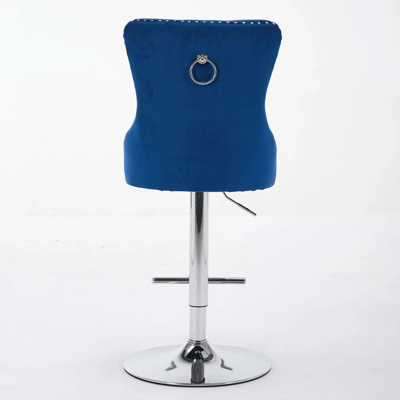 Velvet Bar Stools Chrome Base Adjustable 25-33 Inches For Home Pub