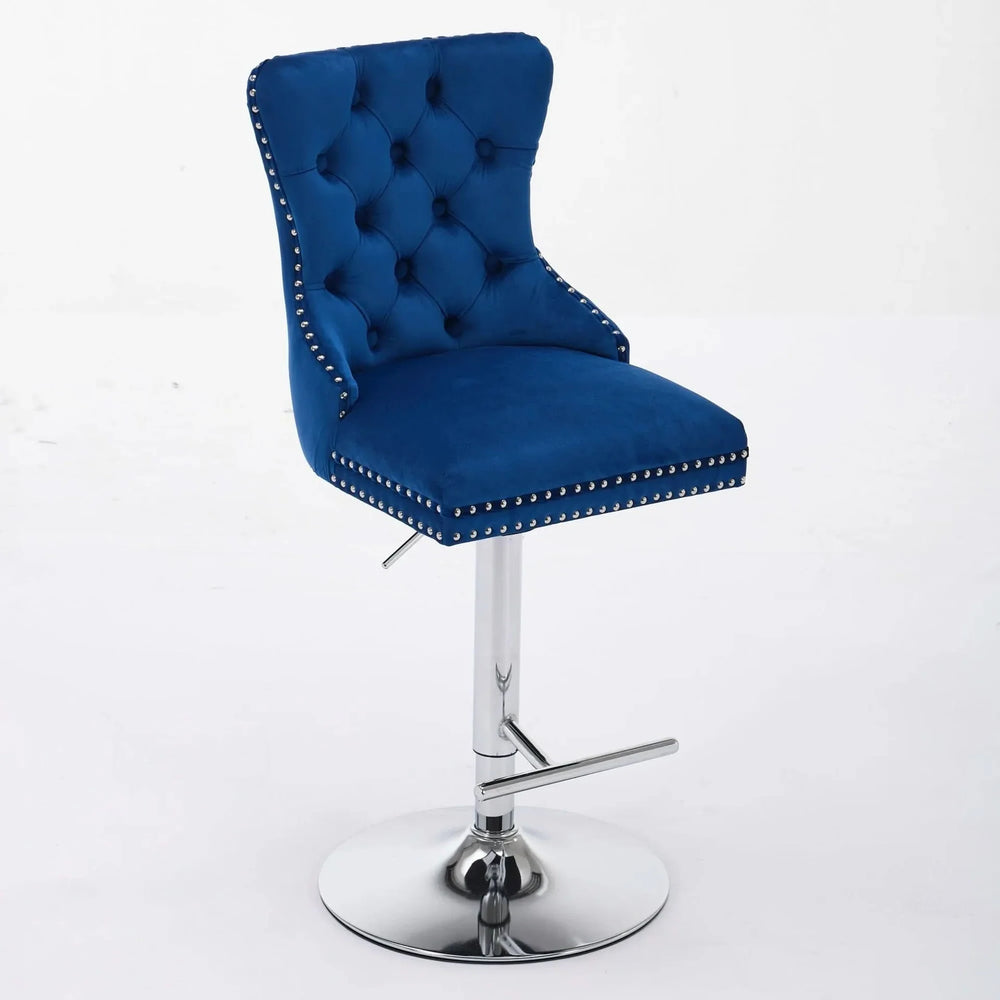 Velvet Bar Stools Chrome Base Adjustable 25-33 Inches For Home Pub Media 4