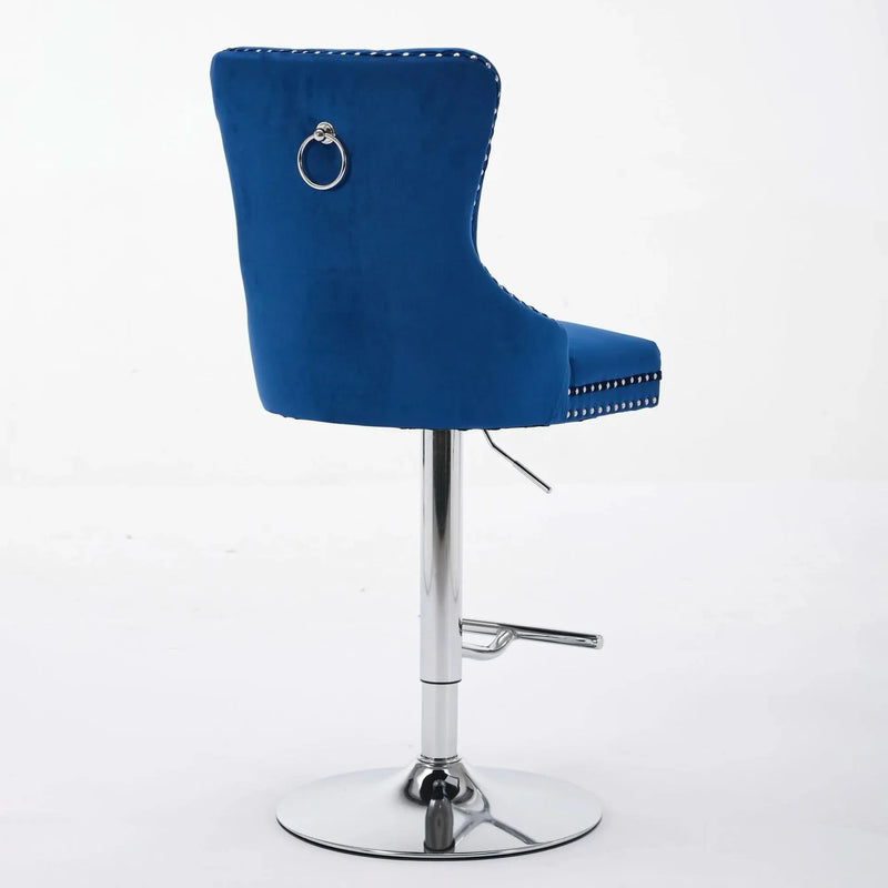 Velvet Bar Stools Chrome Base Adjustable 25-33 Inches For Home Pub