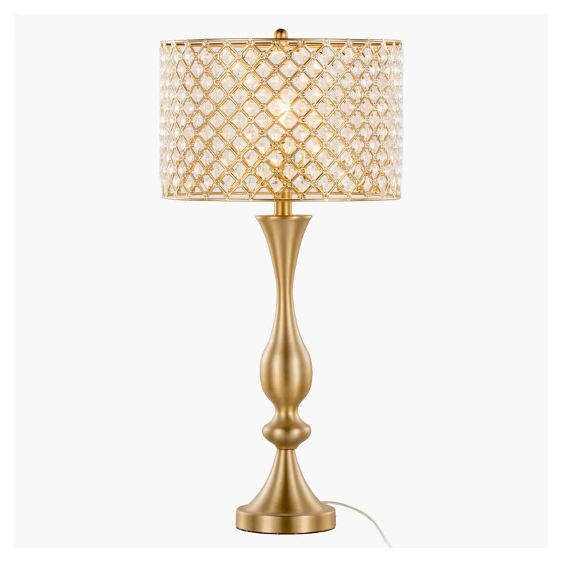 Crystal Table Lamp Gold Finish 27 Inch Height & Clear K9 Crystal Shade