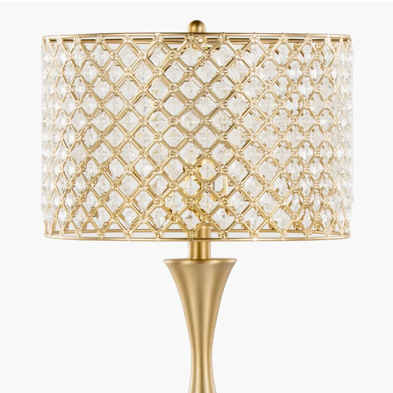 Crystal Table Lamp Gold Finish 27 Inch Height & Clear K9 Crystal Shade