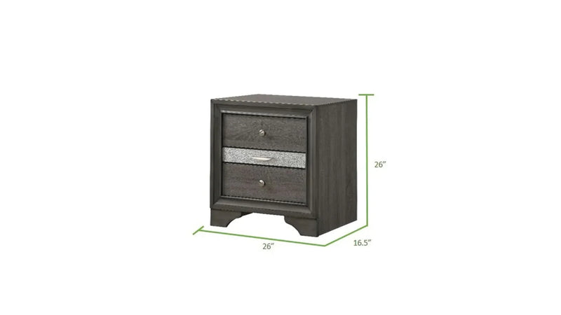 Full Size Bedroom Set Gray Wood Traditional Style Storage Drawers Nightstand