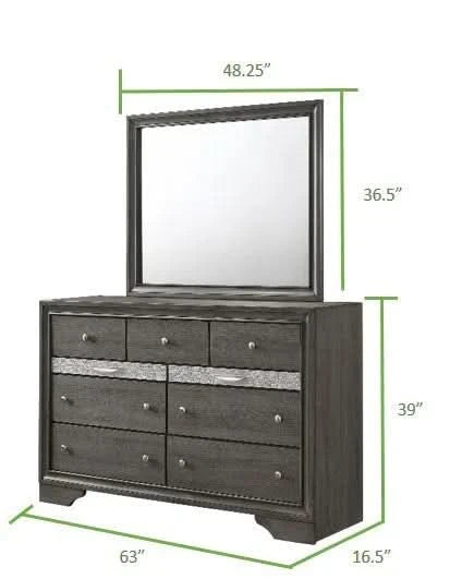 Full Size Bedroom Set Gray Wood Traditional Style Storage Drawers Nightstand