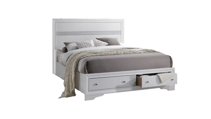 Bedroom Set Wood Storage 4 Piece Traditional White Finish Includes Mirror