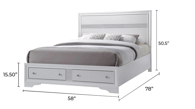 Bedroom Set Wood Storage 4 Piece Traditional White Finish Includes Mirror