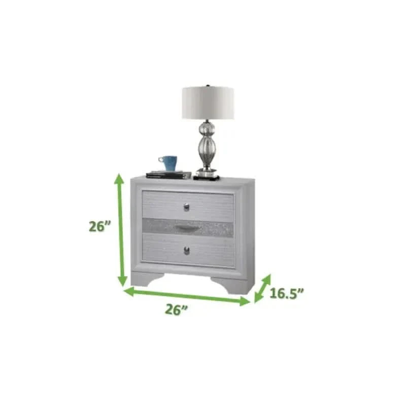 Bedroom Set Wood Storage 4 Piece Traditional White Finish Includes Mirror