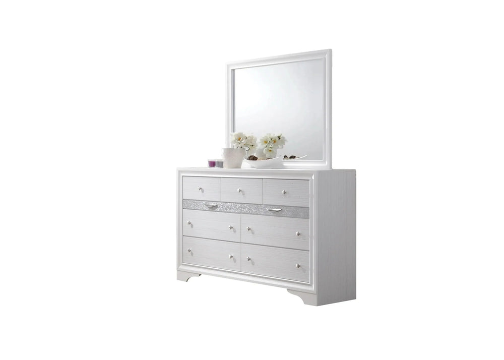 Bedroom Set Wood Storage 4 Piece Traditional White Finish Includes Mirror Media 9