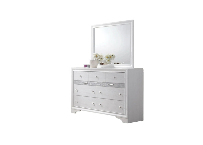 Bedroom Set Wood Storage 4 Piece Traditional White Finish Includes Mirror