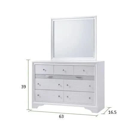 Bedroom Set Wood Storage 4 Piece Traditional White Finish Includes Mirror