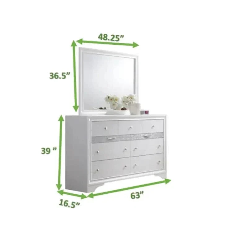 Bedroom Set Wood Storage 4 Piece Traditional White Finish Includes Mirror