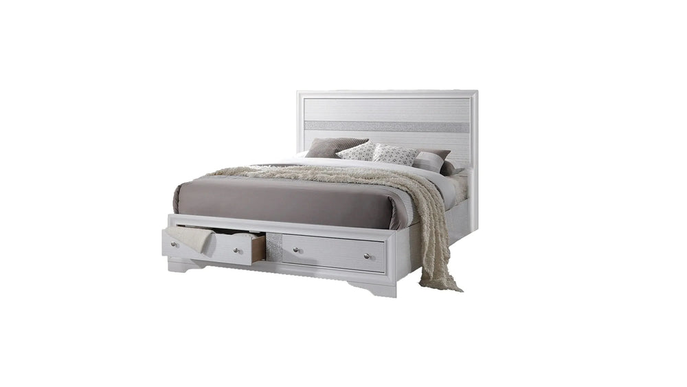 Bedroom Set Wood Storage 4 Piece Traditional White Finish Includes Mirror Media 5