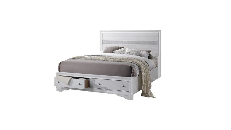 Bedroom Set Wood Storage 4 Piece Traditional White Finish Includes Mirror