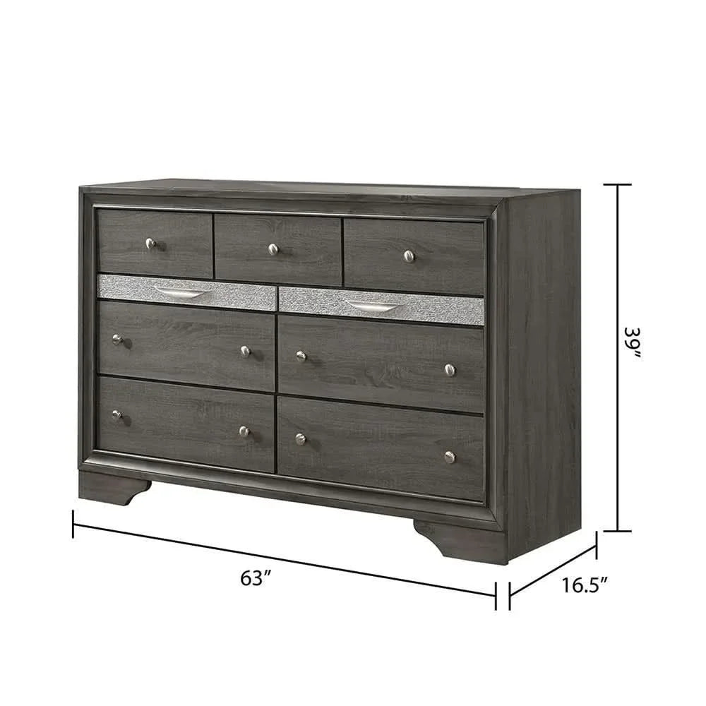 Bedroom Set Solid Wood Gray Full Size 5 Piece Storage Traditional Media 7