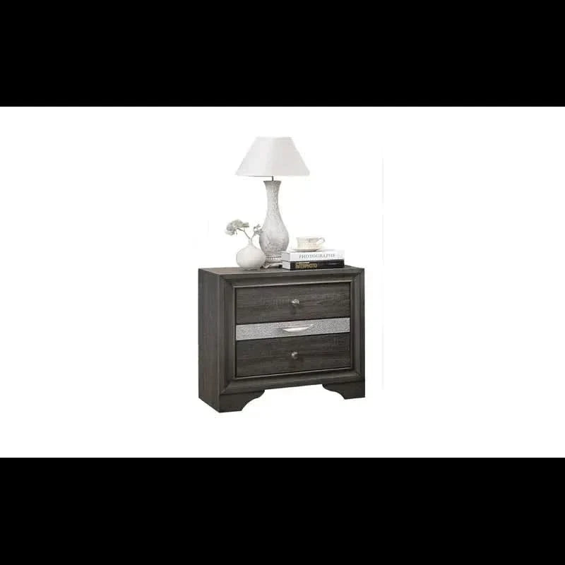 Bedroom Set Solid Wood Gray Full Size 5 Piece Storage Traditional