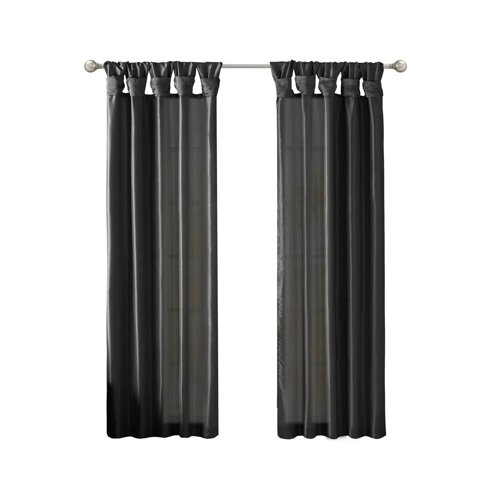 Window Curtain Panel Twist Tab Lined Polyester 50x108 Black Room-Darkening Media 6