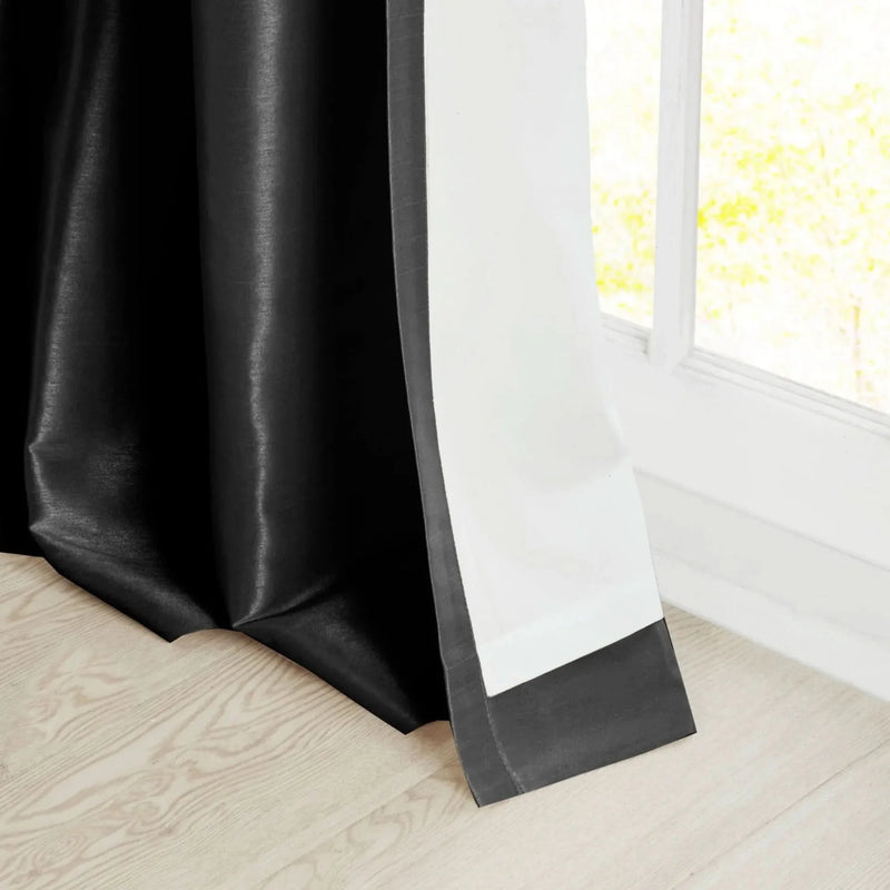Window Curtain Panel Twist Tab Lined Polyester 50x108 Black Room-Darkening