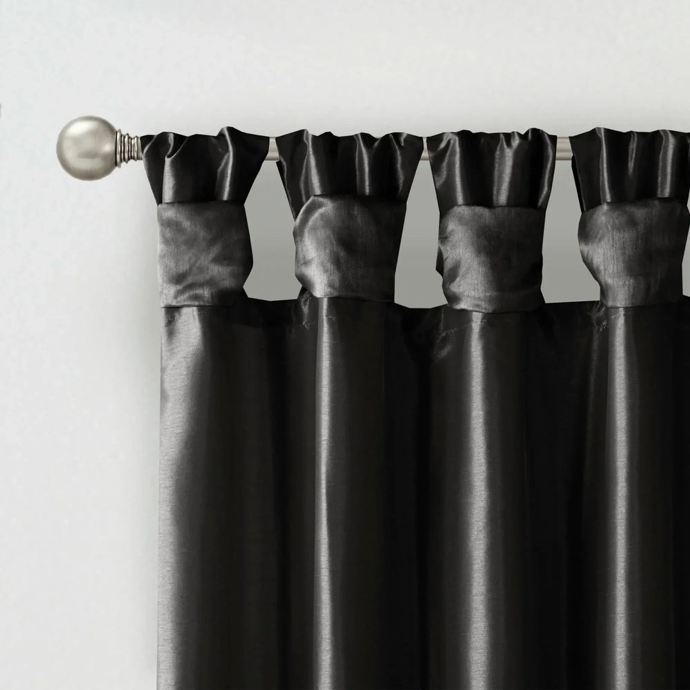 Window Curtain Twist Tab Polyester Lined Black 50x120 Inches Panel Media 7