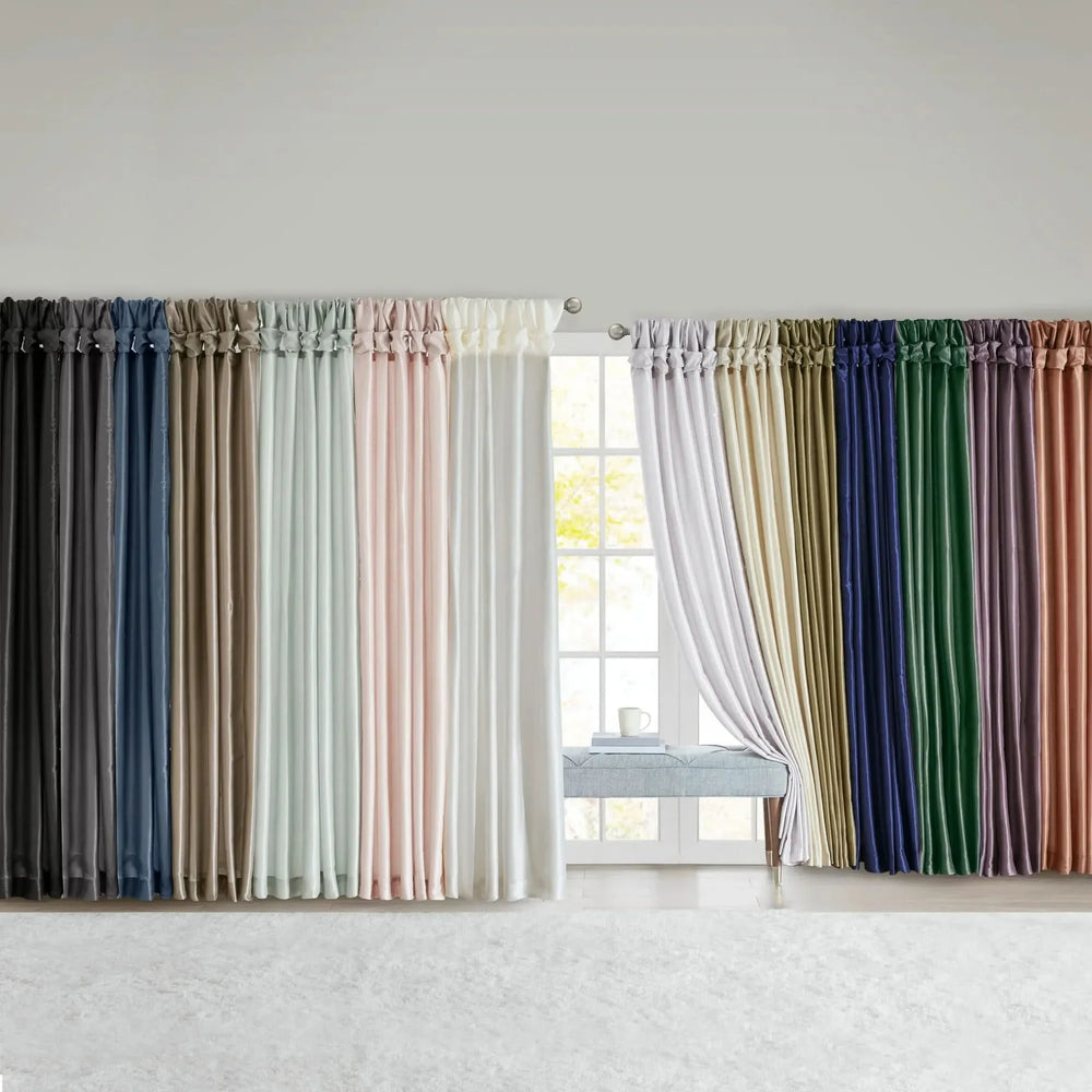 Window Curtain Twist Tab Polyester Lined Black 50x120 Inches Panel Media 13