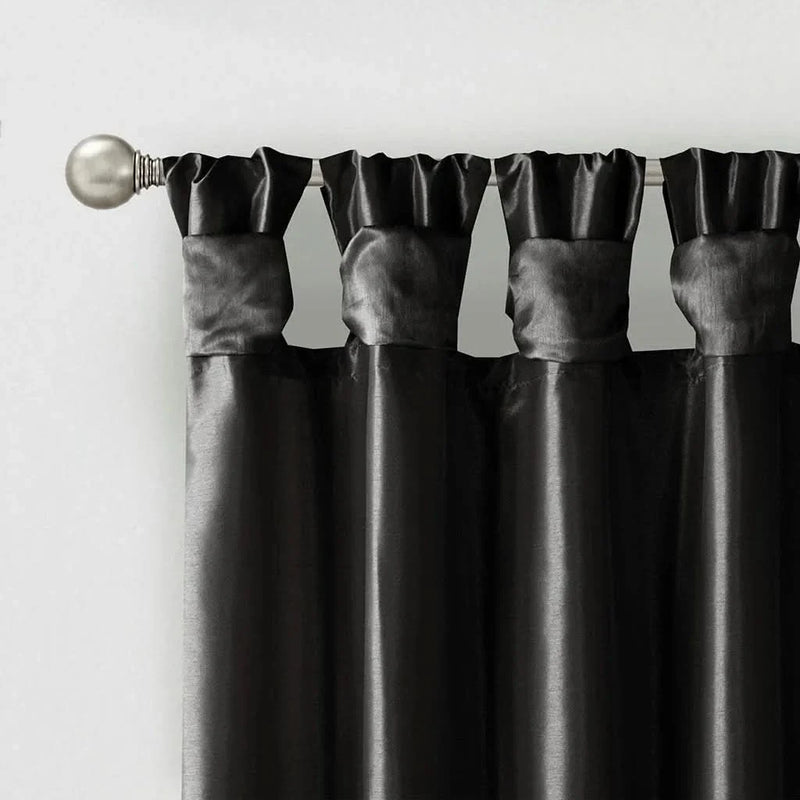 Twist Tab Curtain Lined Polyester Black 50x95 Panel For Living Room