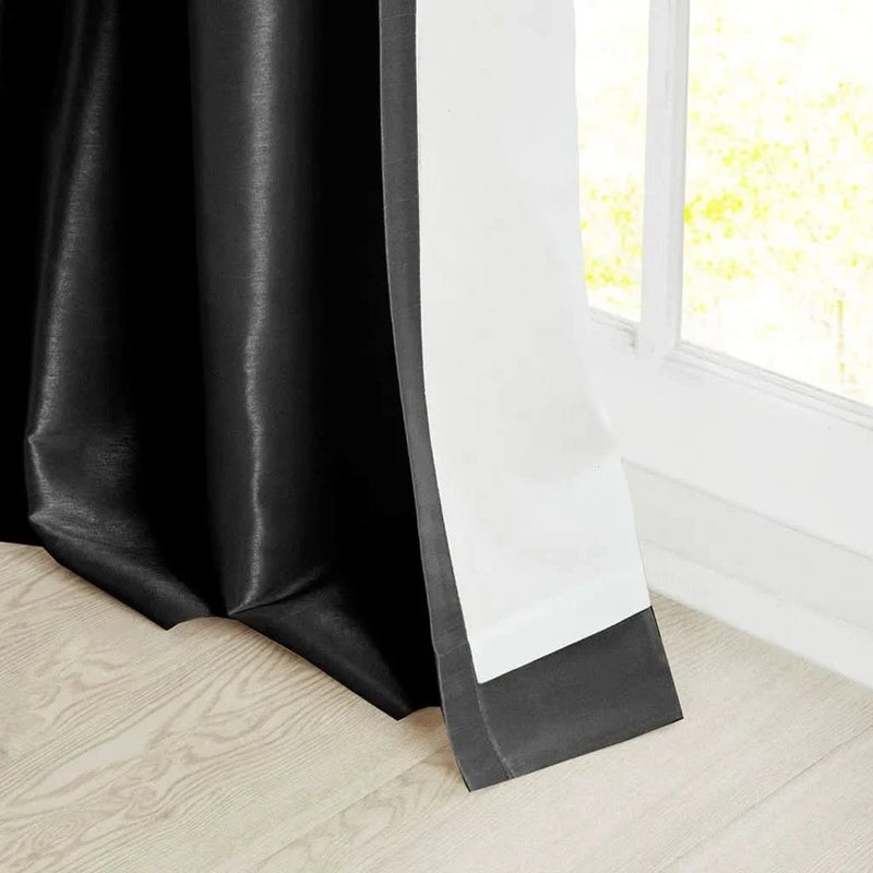 Twist Tab Curtain Lined Polyester Black 50x95 Panel For Living Room