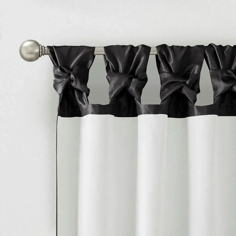 Twist Tab Curtain Lined Polyester Black 50x95 Panel For Living Room