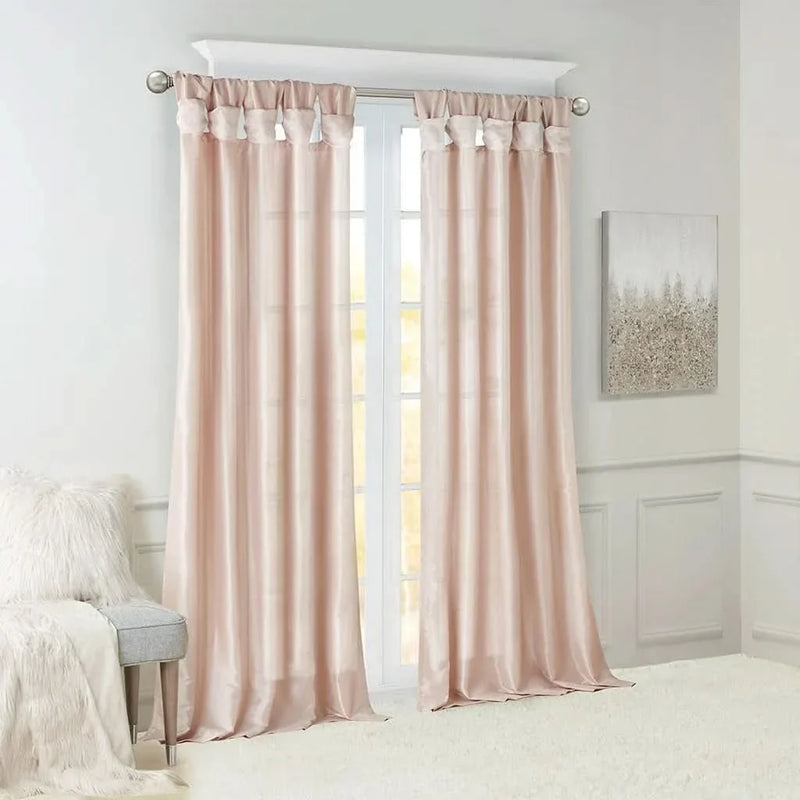 Window Curtain Panel Blush Polyester Twist Tab Lined 50x108 Inches