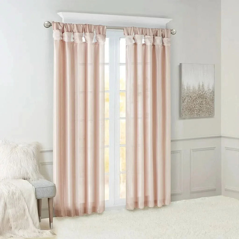 Window Curtain Panel Blush Polyester Twist Tab Lined 50x108 Inches