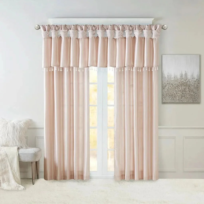 Window Curtain Panel Blush Polyester Twist Tab Top Lined 50x120 Inches