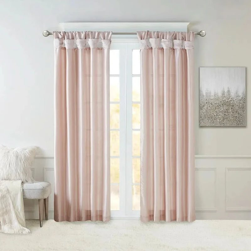 Window Curtain Polyester Lined Twist Tab Panel Blush 50x84 Inches