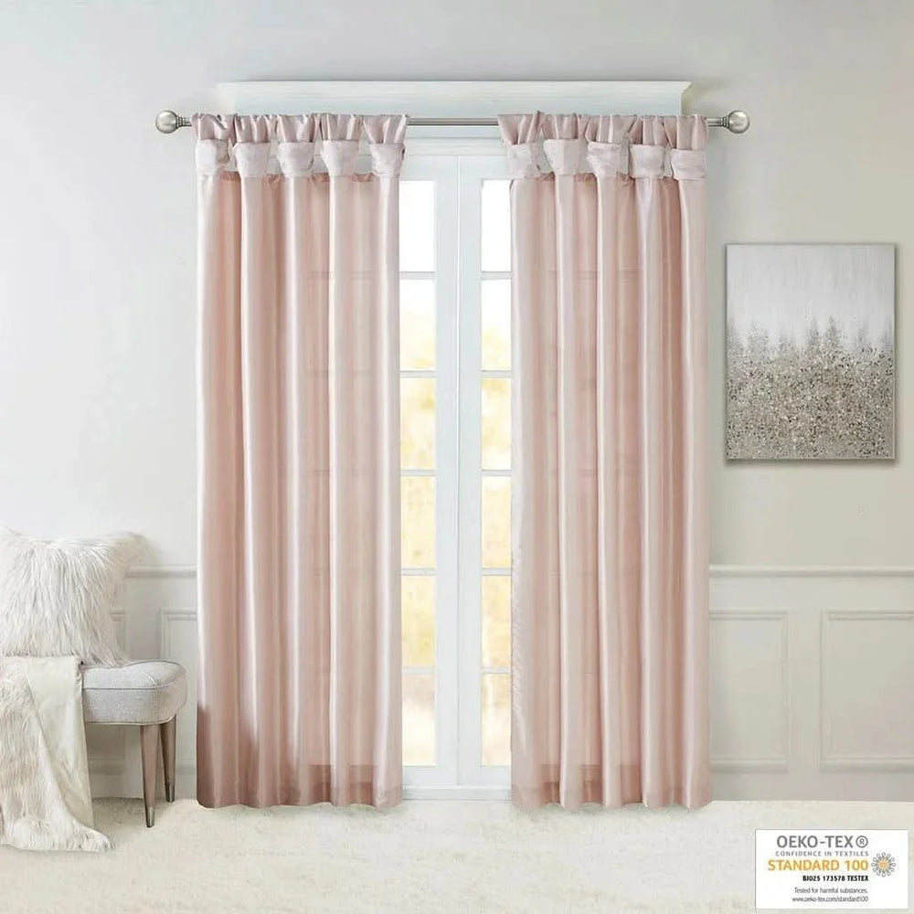Window Curtain Polyester Lined Twist Tab Panel Blush 50x84 Inches Media 15