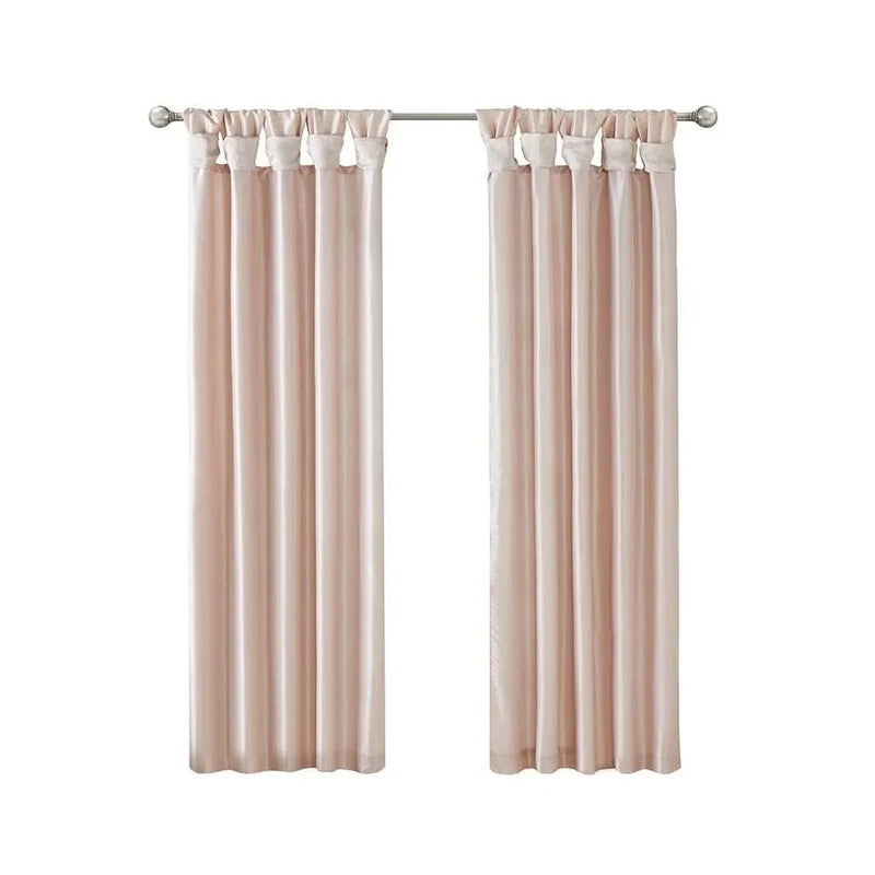 Window Curtain Polyester Lined Twist Tab Panel Blush 50x84 Inches