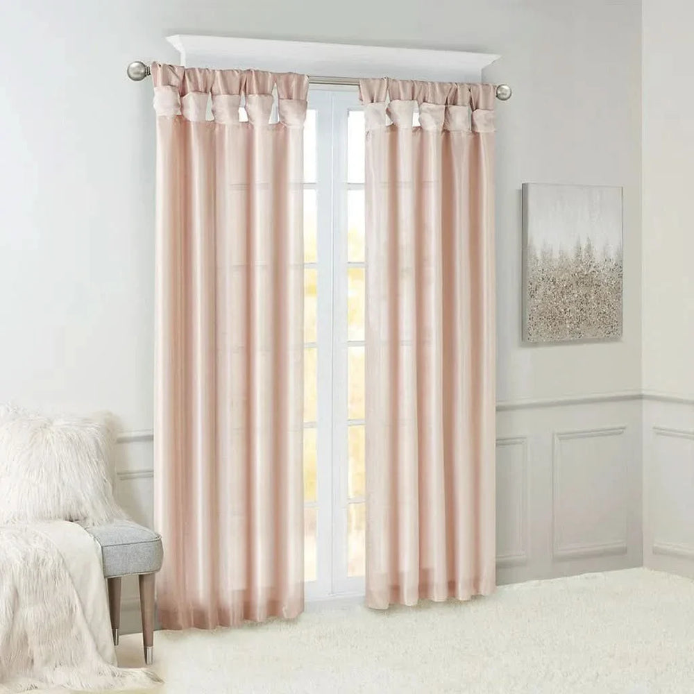 Window Curtain Polyester Lined Twist Tab Top Panel Blush 50x95 Soft Media 4