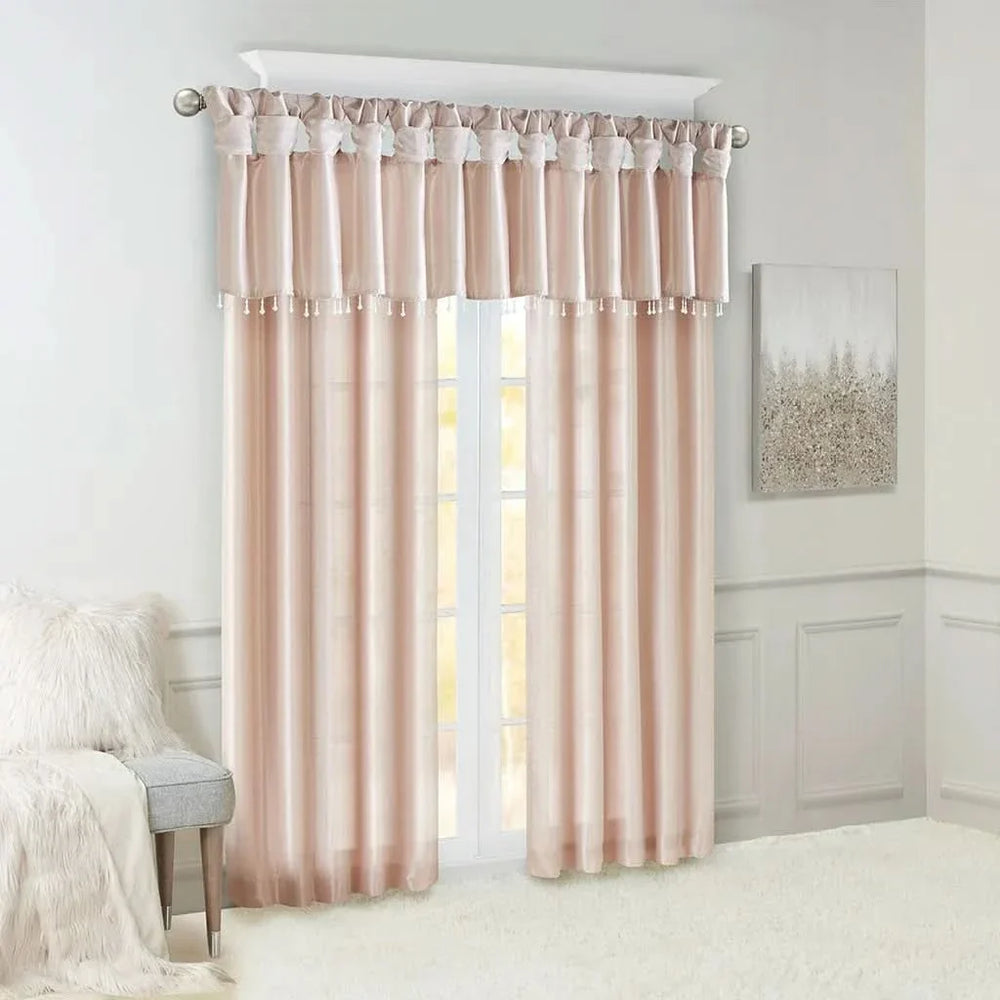 Window Curtain Polyester Lined Twist Tab Top Panel Blush 50x95 Soft Media 1