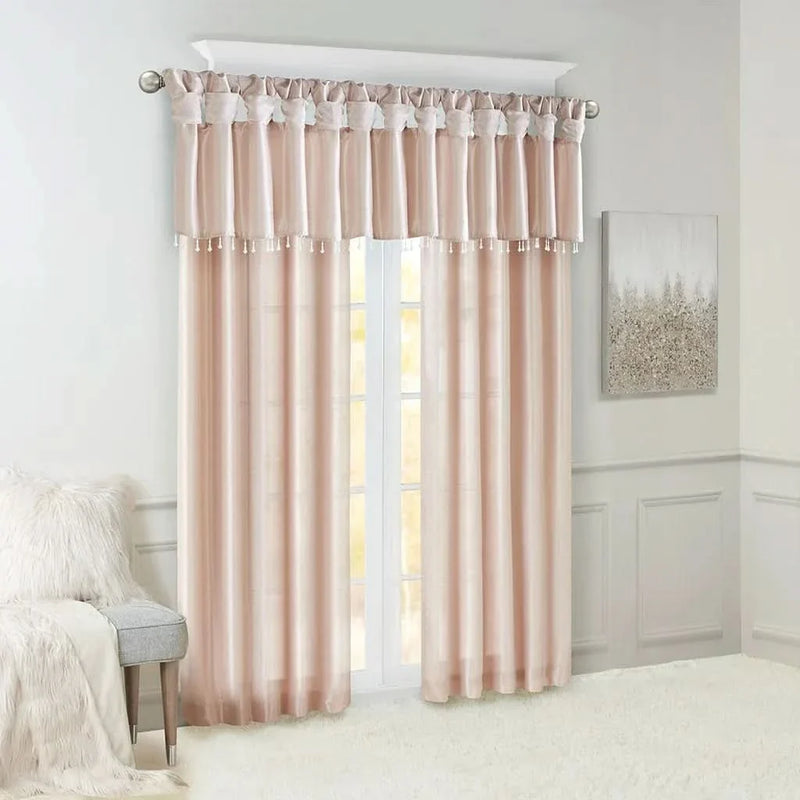 Window Curtain Polyester Lined Twist Tab Top Panel Blush 50x95 Soft