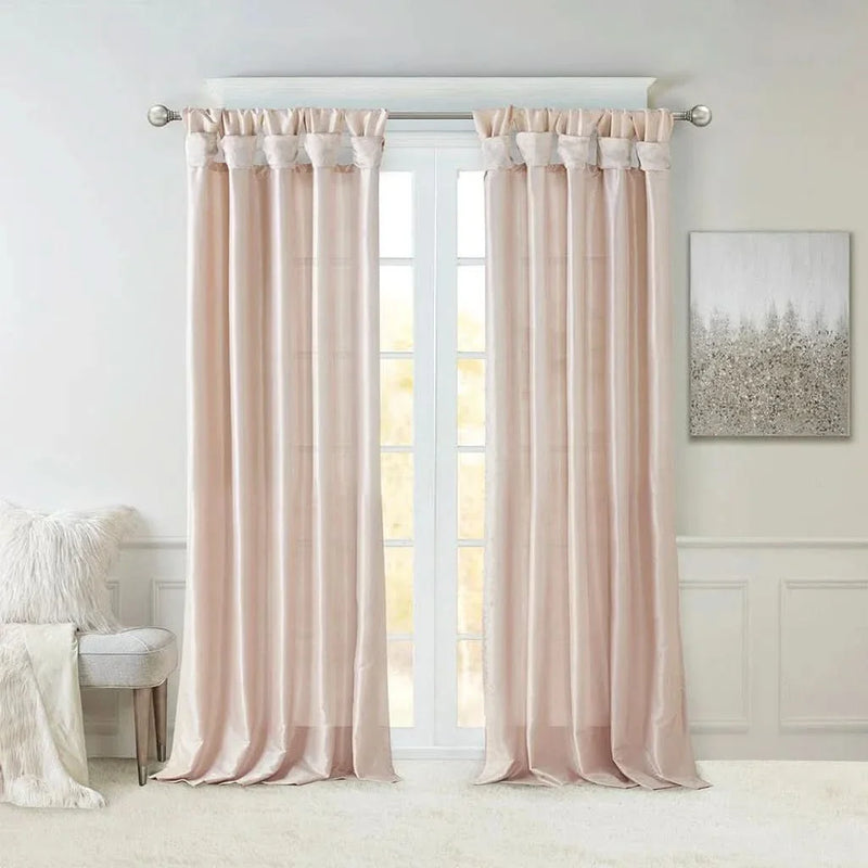 Window Curtain Polyester Lined Twist Tab Top Panel Blush 50x95 Soft