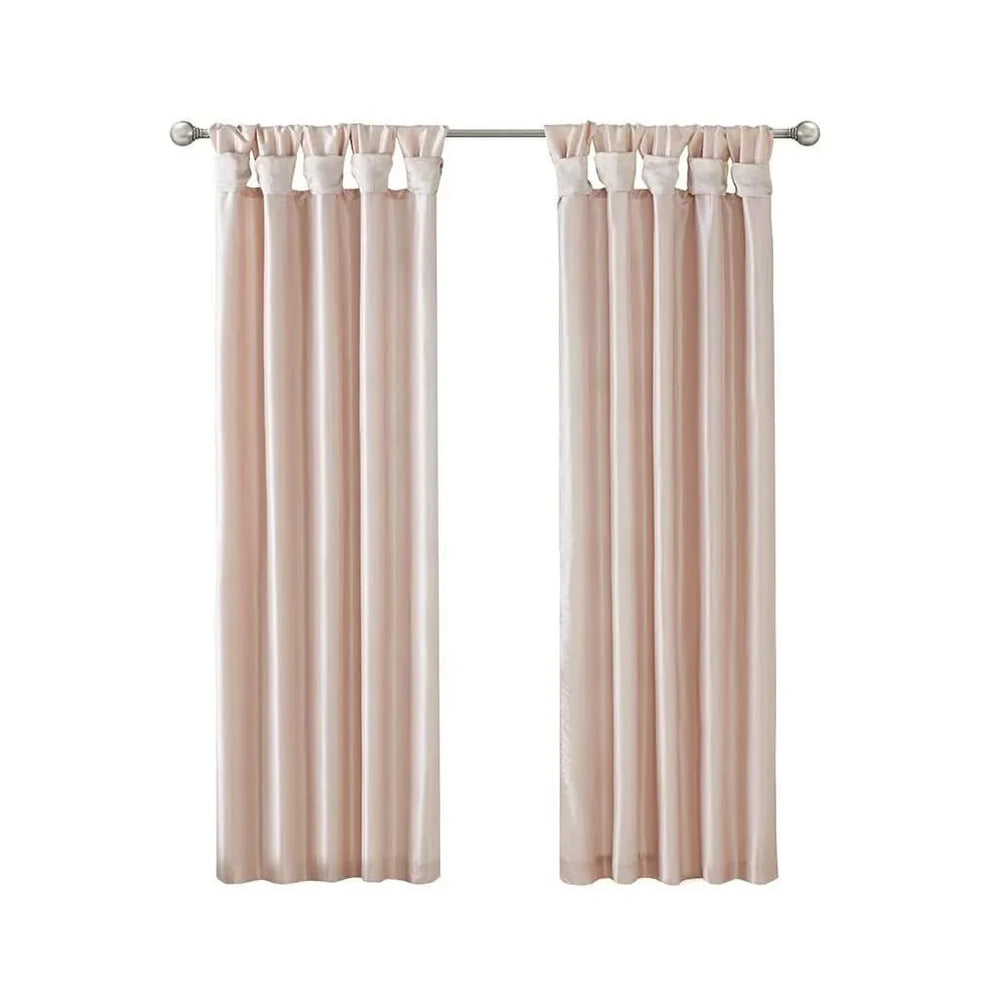 Window Curtain Polyester Lined Twist Tab Top Panel Blush 50x95 Soft Media 9