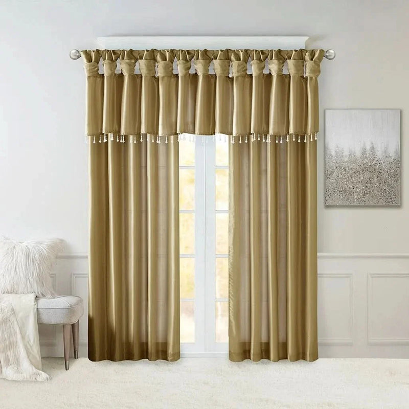 Window Curtain Panel Polyester Bronze 50x108 Inches Twist Tab Decorative
