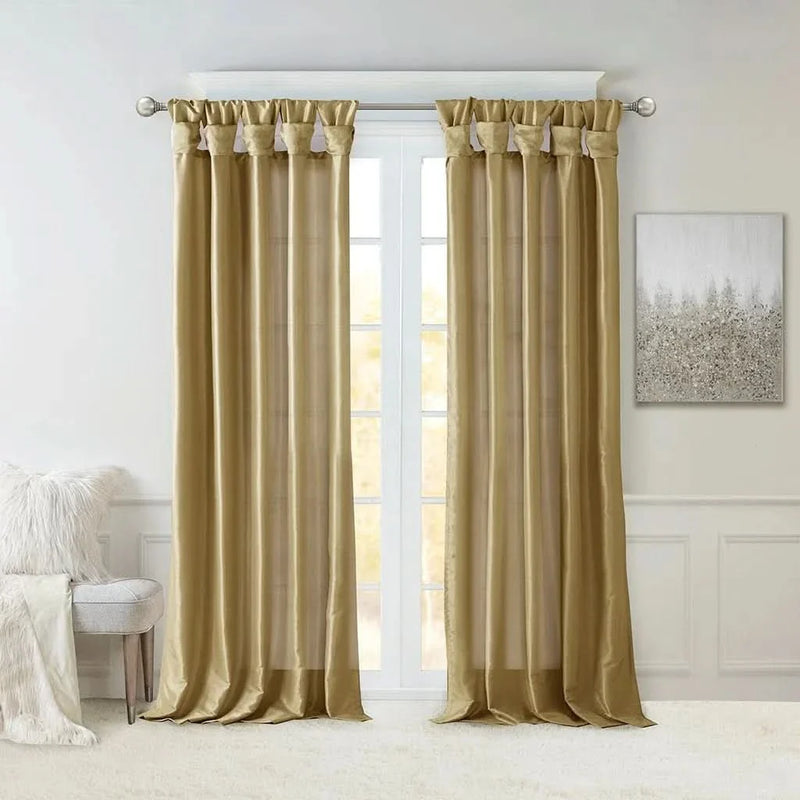 Window Curtain Panel Polyester Bronze 50x108 Inches Twist Tab Decorative