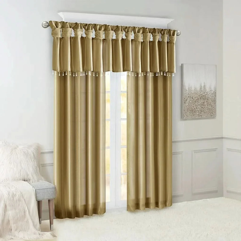 Window Curtain Panel Polyester Bronze 50x108 Inches Twist Tab Decorative