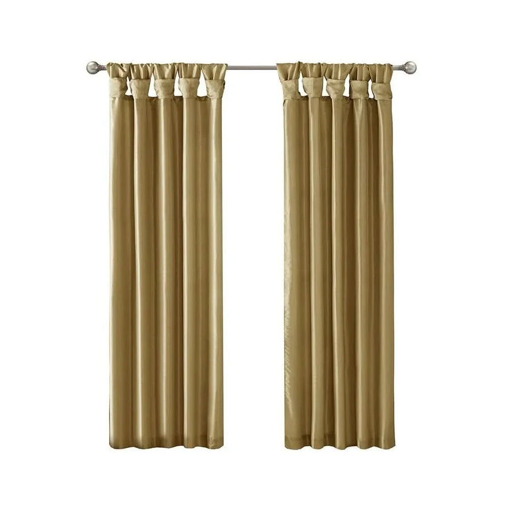 Window Curtain Panel Polyester Lined Bronze Twisted Tab 50x95 Inches Media 14