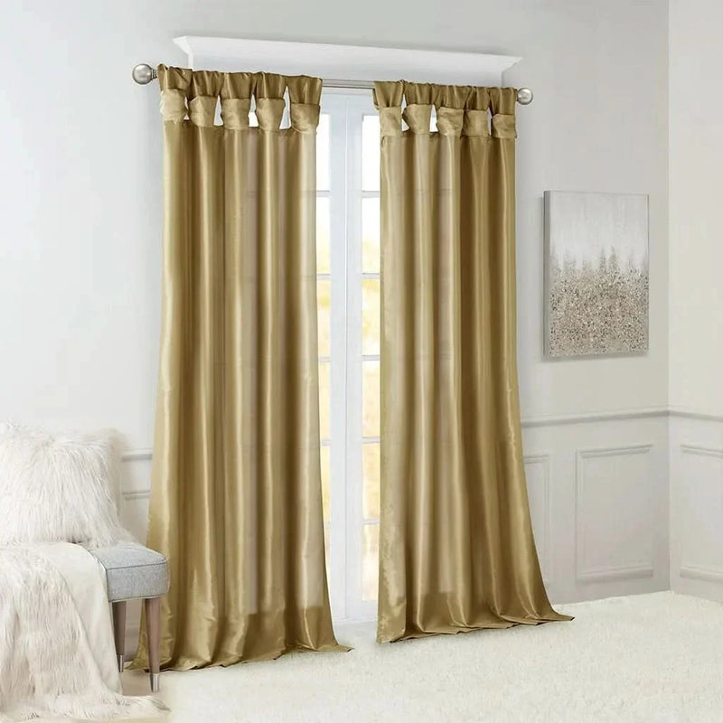 Window Curtain Panel Polyester Lined Bronze Twisted Tab 50x95 Inches