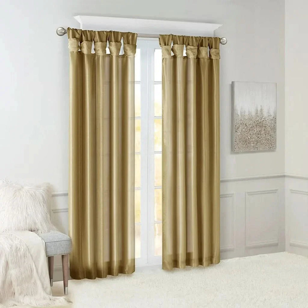Window Curtain Panel Polyester Lined Bronze Twisted Tab 50x95 Inches Media 6