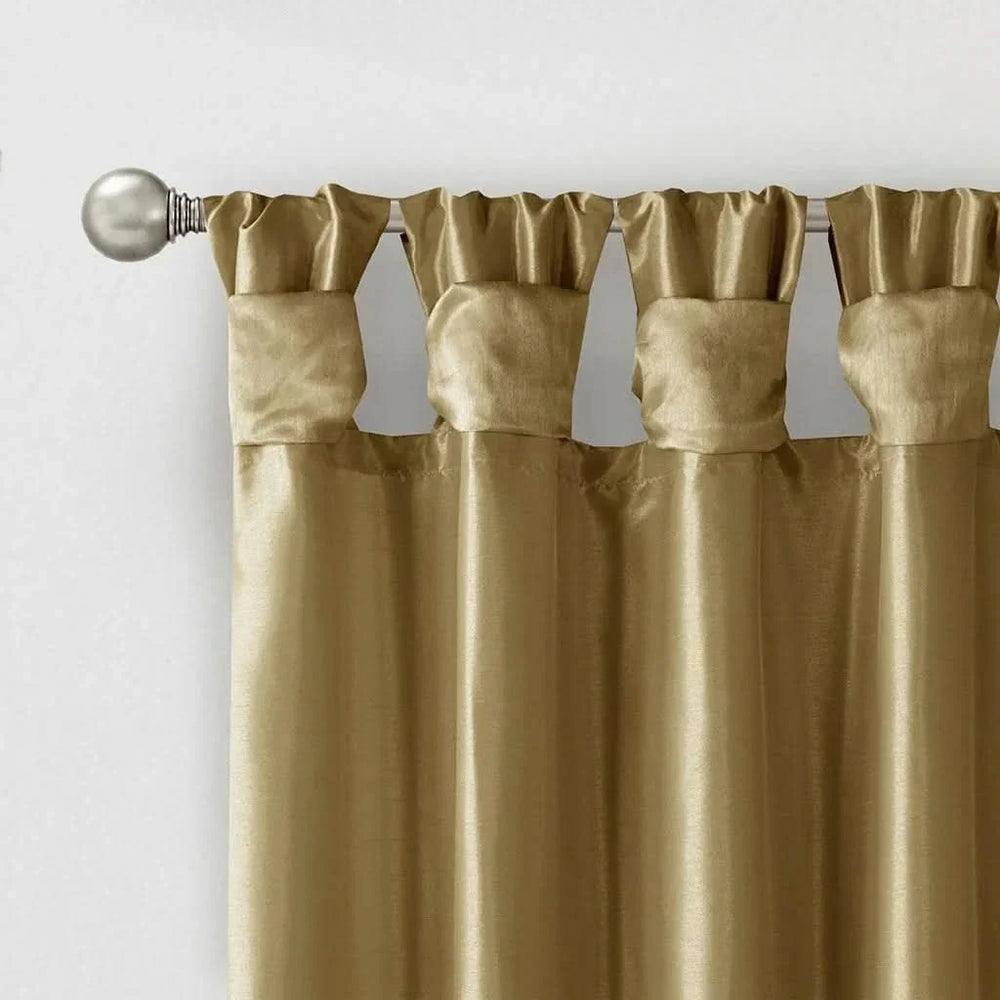 Window Curtain Panel Polyester Lined Bronze Twisted Tab 50x95 Inches Media 11