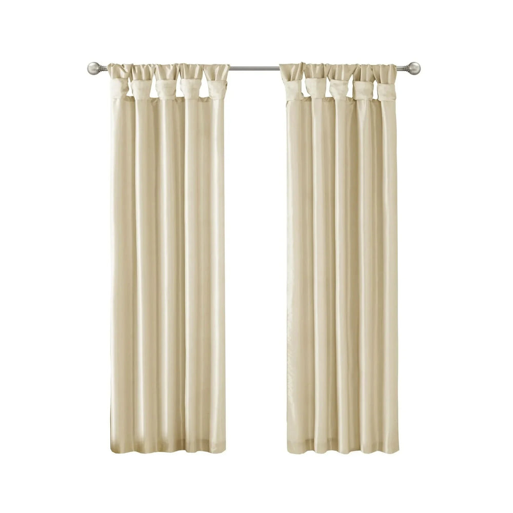 Window Curtain Panel Polyester Twist Tab Lined 50x95 Champagne Color Media 3