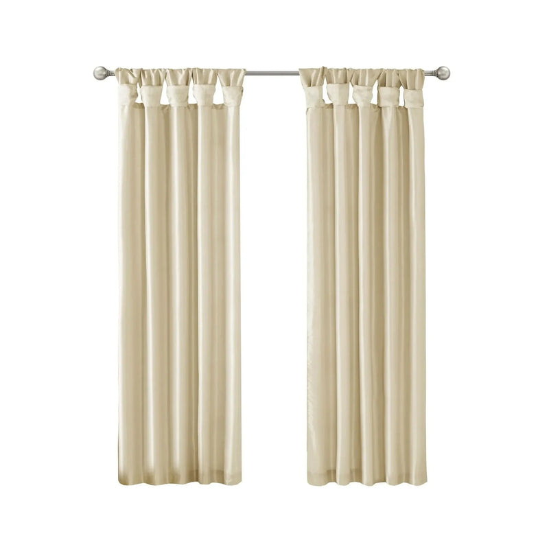 Window Curtain Panel Polyester Twist Tab Lined 50x95 Champagne Color