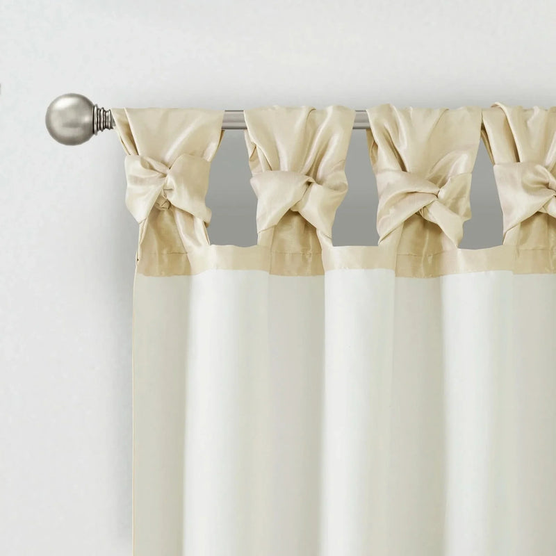 Window Curtain Panel Polyester Twist Tab Lined 50x95 Champagne Color