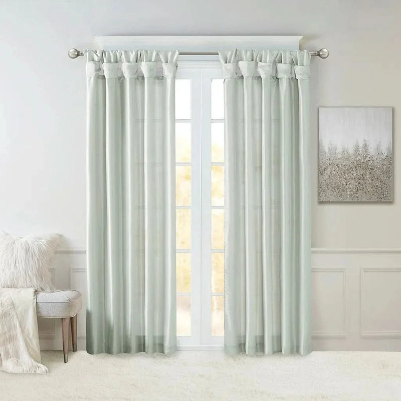 Twist Tab Lined Window Curtain Panel Polyester Dusty Aqua 50x108 Inches