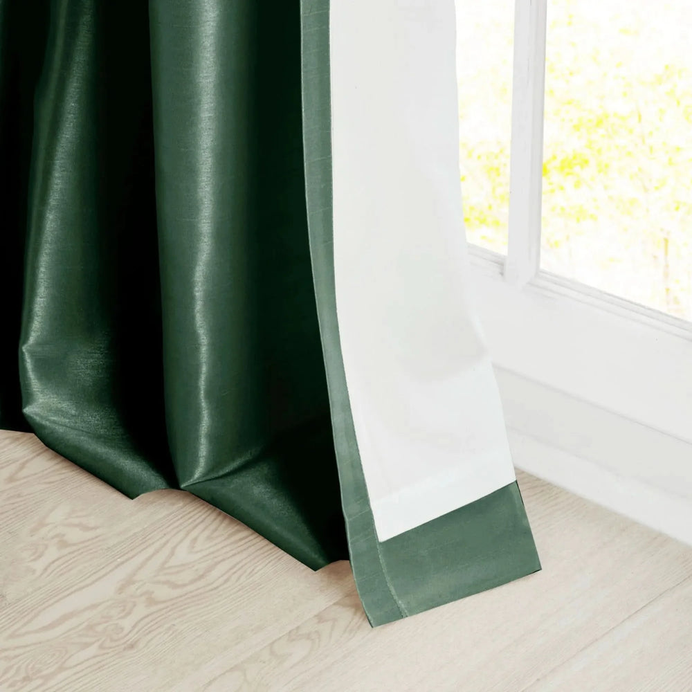 Window Curtain Panel Polyester Twist Tab Lined Green 50x84 Inches Media 5